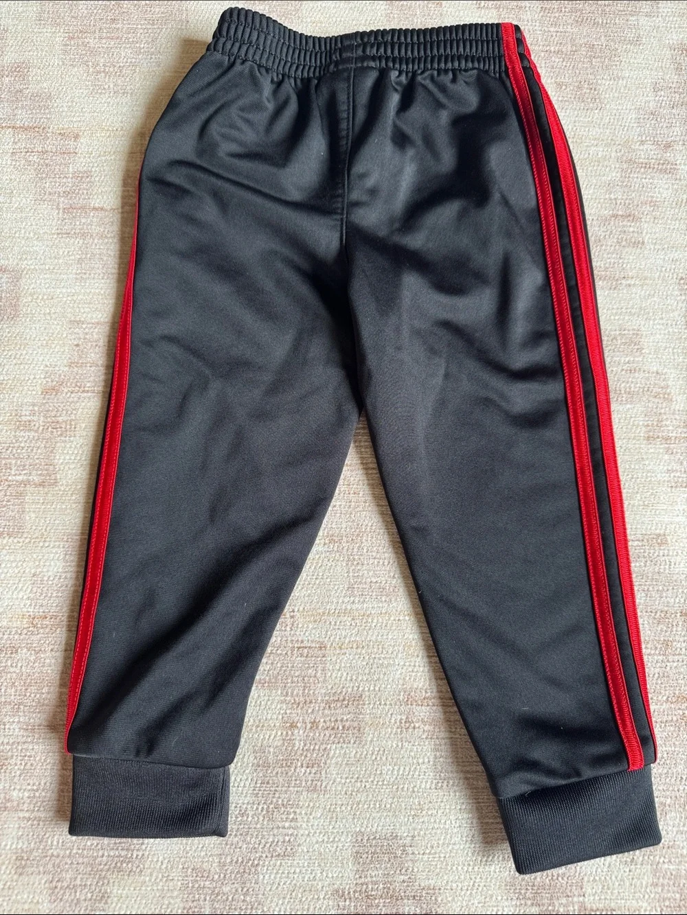 adidas Red Kids Tracksuit with Black Stripes and Accents size 18M